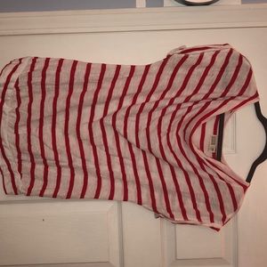 Maternity shirt, red and white stripes